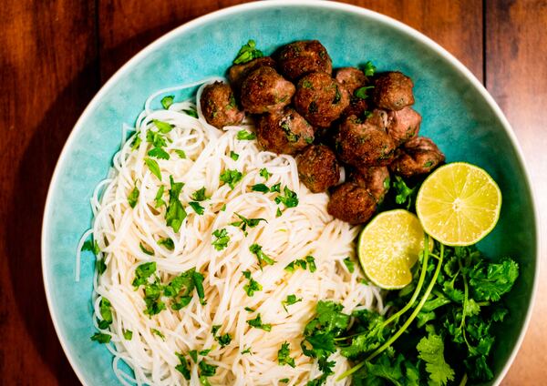 Herbed Turkey Meatballs with Rice Noodles. Henri Hollis for The Atlanta Journal-Constitution