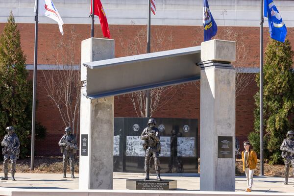 Jayden Tychon of Munford, Alabama walks through the Global War on Terrorism Memorial at the National Infantry Museum in Columbus on Tuesday, January 30, 2024. (Arvin Temkar / arvin.temkar@ajc.com) 