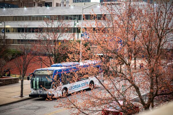 Georgia State University's diesel buses (pictured here) will be replaced with electric ones, thanks to a federal grant. (Courtesy of Georgia State University)