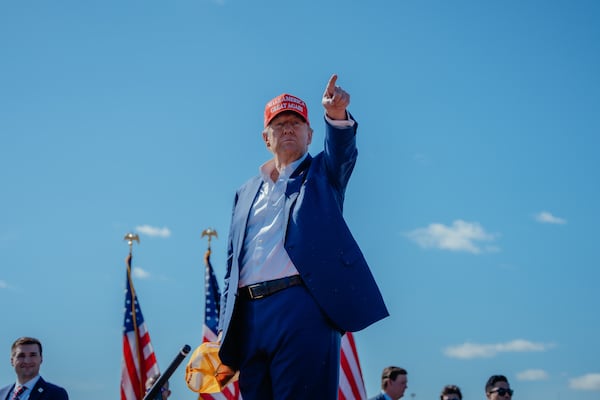 
                        Former President Donald Trump, the Republican presidential nominee, addresses supporters at the Central Wisconsin Airport, in Mosinee, Wis., Sept. 7, 2024. Trump said a sovereign wealth fund would generate so much profit that it would help pay down the national debt. (Jamie Kelter Davis/The New York Times)
                      