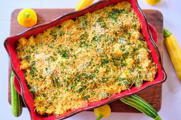 Summer Squash Casserole features both yellow squash and zucchini. (Courtesy of Milton’s Cuisine & Cocktails / Brandon Amato)