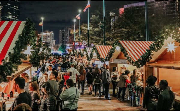 Try mulled wine and German foods, including brats and schnitzel, at the Christkindl Market in Buckhead Village. (Courtesy of Buckhead Village)