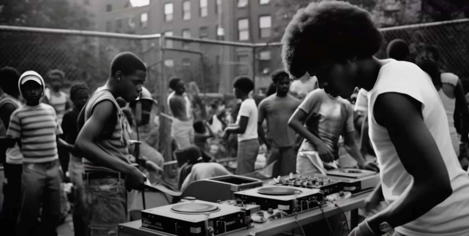 A scene from "Microphone Check: The Hidden History of Hip-Hop" featuring one of the early hip-hop block parties in the mid-1970s in South Bronx, New York.