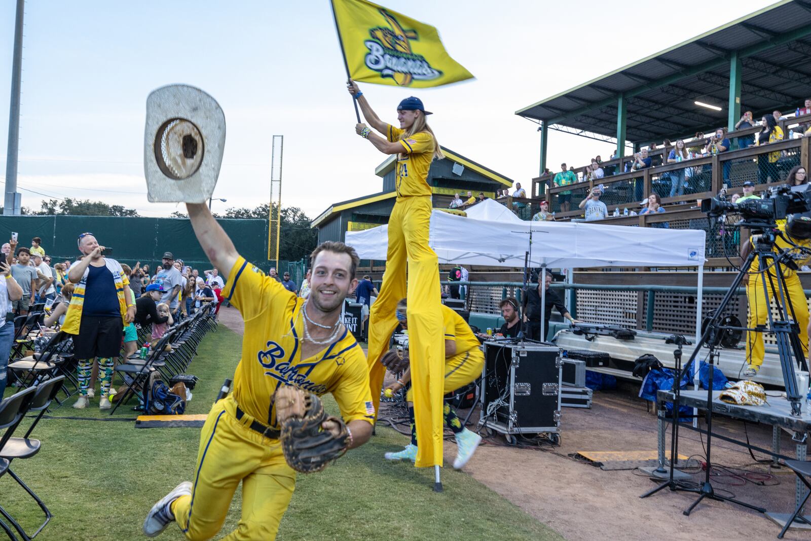 The team members of The Savannah Bananas make their entrance at the 2024 Banana Ball World Tour draft on Thursday, October 5, 2023 in Savannah, GA. (AJC Photo/Katelyn Myrick)
