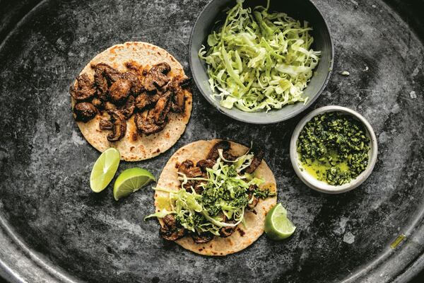 Mushroom asada tacos from Trejo's Tacos, the new cookbook from Danny Trejo. Courtesy of Clarkson Potter