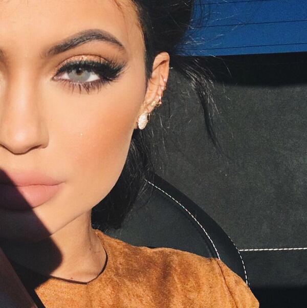 Kylie Jenner shared an Instagram photo showing off a bright blue eye color.