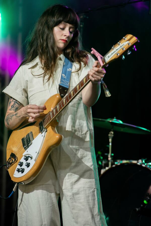 Katie Crutchfield, of Waxahatchee, performs on stage at Shaky Knees Music Festival on Friday, May 4, 2018, in Atlanta. (Photo by Paul R. Giunta/Invision/AP)