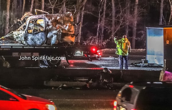 The vehicle fire shut down I-285 West at I-675 early Wednesday morning.