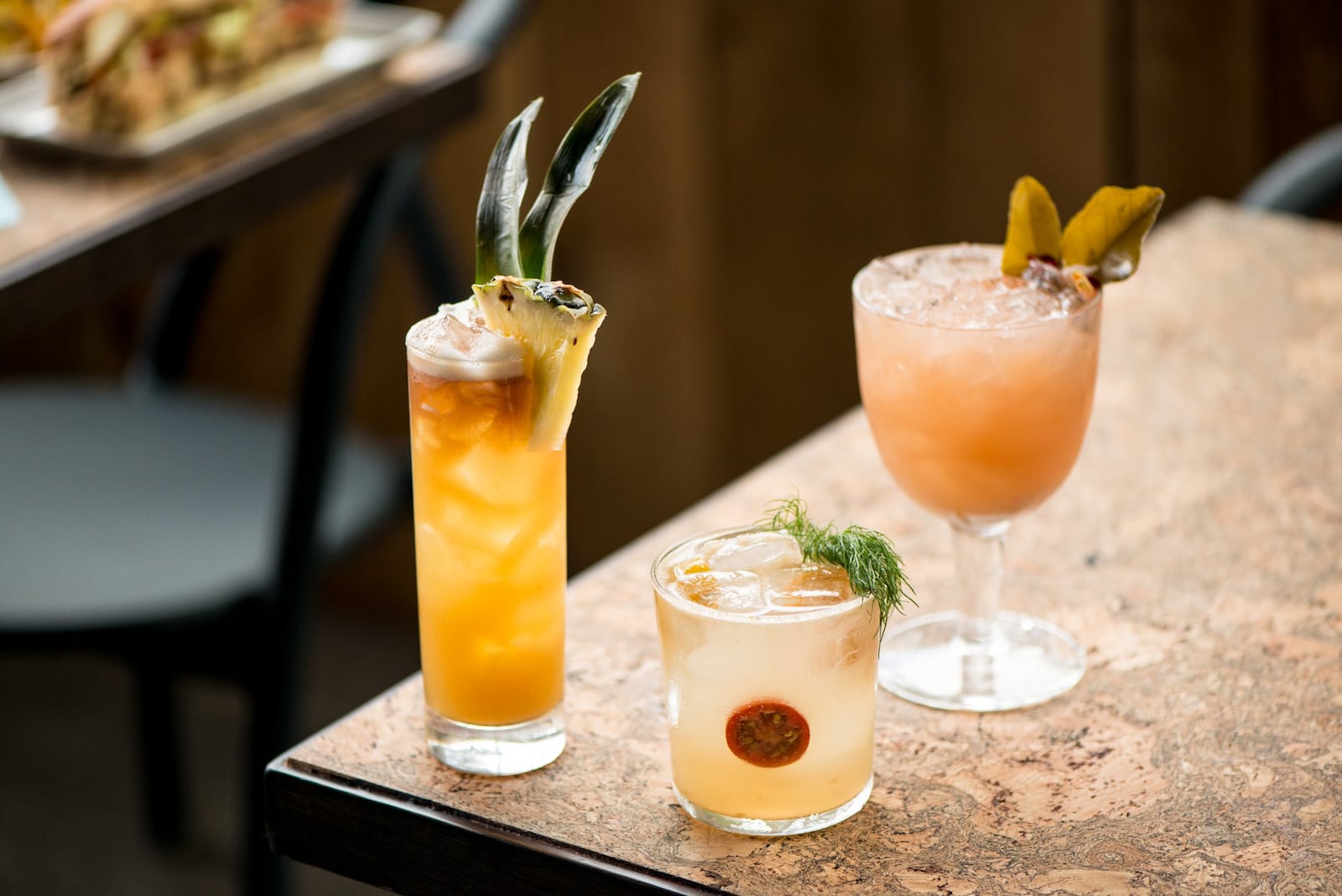 Bully Boy cocktails (from left to right) Mezcal #1, Gin #1, and Tequila #1. Photo credit- Mia Yakel.