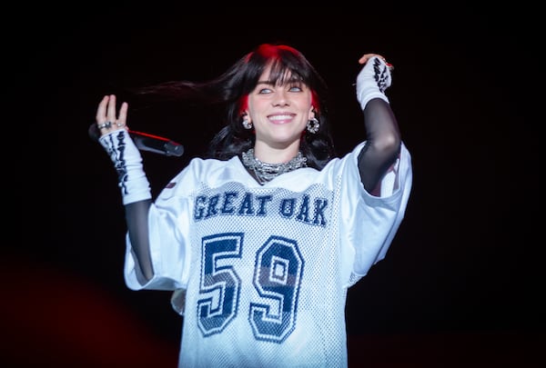 Atlanta, Ga: Billie Eilish headlined Saturday night at Music Midtown showing why she's one of the biggest forces in pop music with an onslaught of hits and raw energy. Photo taken Saturday, September 16, 2023 at Piedmont Park. (RYAN FLEISHER FOR THE ATLANTA JOURNAL-CONSTITUTION)