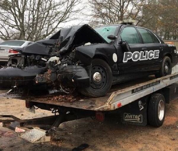 Officer Daryl Browning was driving a Mount Zion police car when he hit a horse Monday night. (Credit: Haralson County Sheriff's Office)