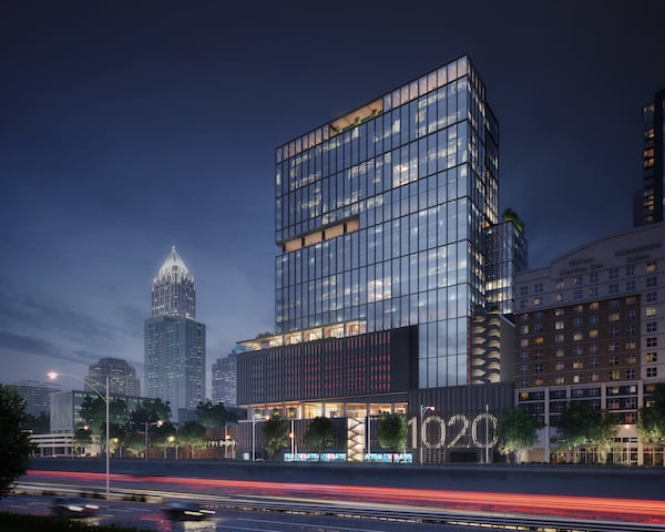 This is an exterior rendering of the 1020 Spring office building in Midtown.