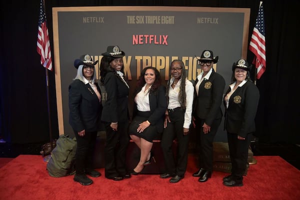 Members of the Metro Atlanta Chapter of the National Association of Black Military Women attend screening of 'The Six Triple Eight' at Regal Atlantic Station in Atlanta on Nov. 18. (Courtesy of Netflix)