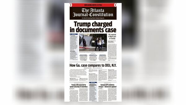 Front page from the Friday ePaper edition of The Atlanta Journal-Constitution