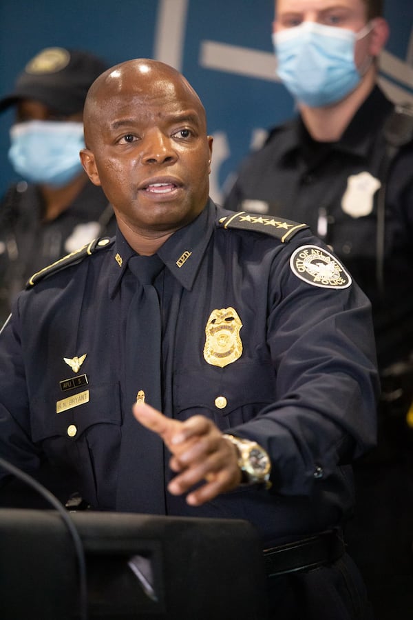 Interim Police Chief Rodney Bryant speaks at a press conference at the Atlanta Police Headquarters June 20, 2020. STEVE SCHAEFER FOR THE ATLANTA JOURNAL-CONSTITUTION