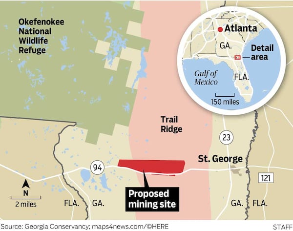 Map showing the proposed Twin Pines Minerals mining site. GATEHOUSE