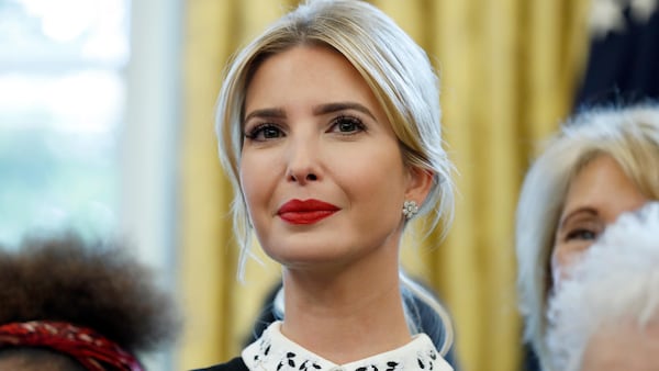 Ivanka Trump stands before President Donald Trump signs a memorandum to expand access to STEM, science technology engineering and math, education, in the Oval Office of the White House, Monday, Sept. 25, 2017, in Washington. (AP Photo/Alex Brandon)