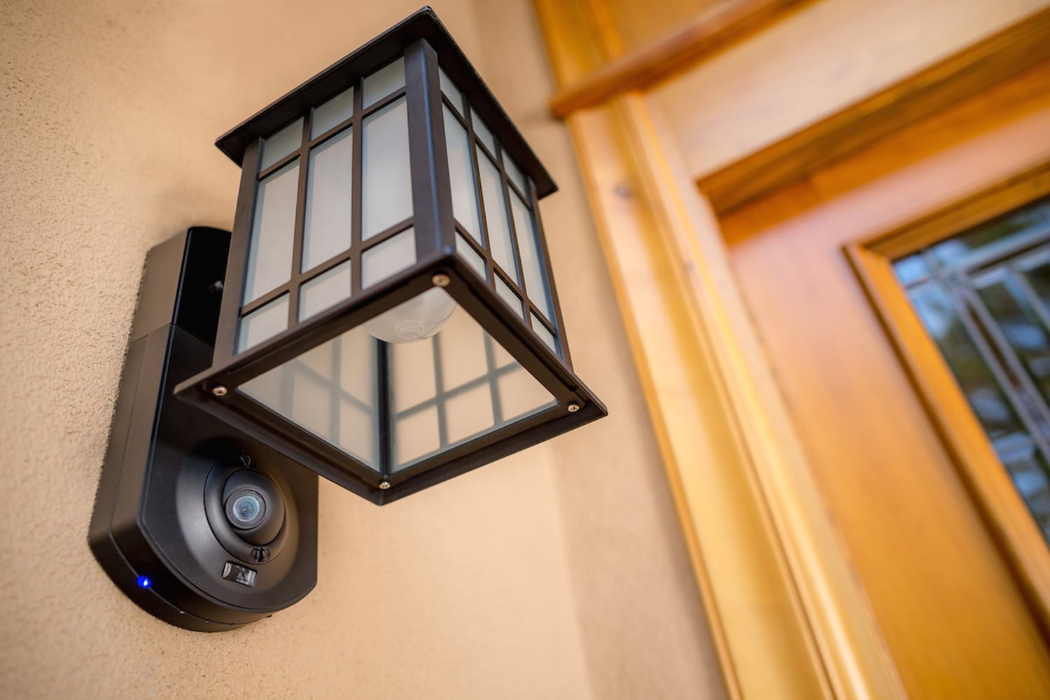 Porch light has built-in surveillance