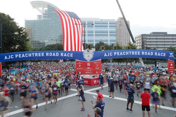 These are photos from the start of the non-elite division of the 2018 Peachtree Road Race.