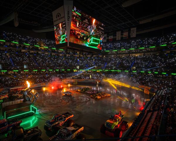 Favorite Hot Wheels Monster Trucks will come to life during the Glow-N-Fire experience at State Farm Arena. (Courtesy of Hot Wheels Monster Trucks Live)