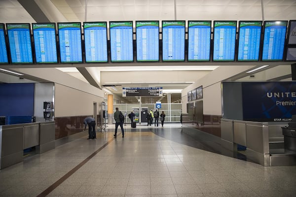 03/13/2019 — Atlanta, Georgia — The flight information board in the North domestic terminal at Hartsfield-Jackson Atlanta International Airport in Atlanta, Wednesday, March 13, 2019. On Wednesday, President Trump grounded all Boeing 737 Max 8 and Max 9 planes in the United States. Airlines that used these Boeing planes are American Airlines, Southwest Airlines and United Airlines. (ALYSSA POINTER/ALYSSA.POINTER@AJC.COM)