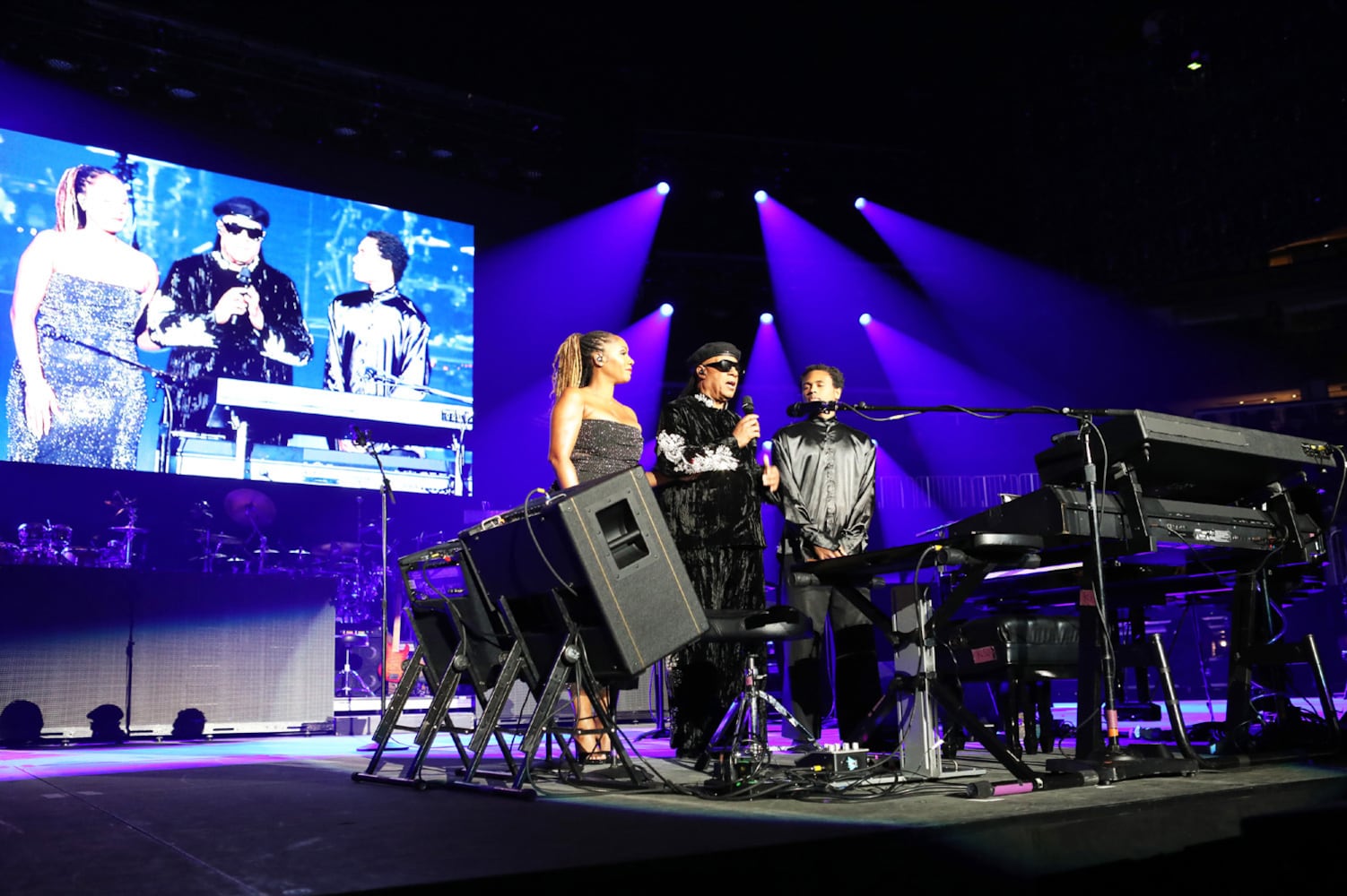 Stevie Wonder entertained a sold-out State Farm Arena crowd on Saturday, October 19, 2024. He was escorted on stage by his daughter Aisha Morris and son Kailand Morris on his "Sing Your Song! As We Fix Our Nation's Broken Heart" tour.
Robb Cohen for the Atlanta Journal-Constitution