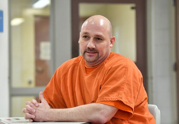 Walter Whitehead, one of three inmates who helped Gwinnett County Sheriff's Deputy Warren Hobbs, speaks at the Gwinnett County Jail on Thursday, Sept. 10, 2020. Whitehead says assisting Hobbs during a cardiac event has helped him appreciate life more. (Hyosub Shin / Hyosub.Shin@ajc.com)