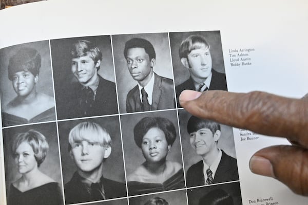 Lloyd Austin's family moved to Thomasville when he was in third grade. He graduated from the newly integrated Thomasville High School in 1971. This yearbook is part of the collection at the at Jack Hadley Black History Museum in Thomasville. Hadley, a U.S. Air Force veteran, has preserved 4,669 pieces of African American artifacts with emphasis on Thomasville's first Black achievers. (Hyosub Shin / Hyosub.Shin@ajc.com)