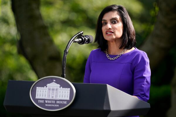 Administrator of the Centers for Medicare and Medicaid Services Seema Verma speaks at an event on protecting seniors with diabetes in the Rose Garden White House, Tuesday, May 26, 2020, in Washington. (AP Photo/Evan Vucci)