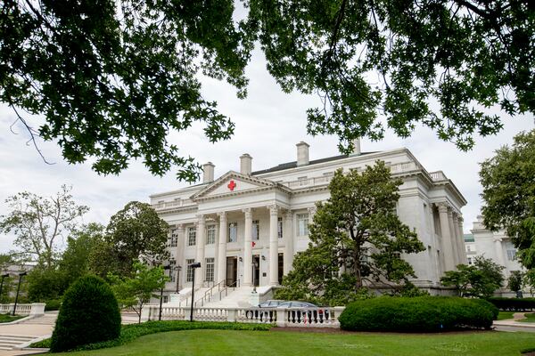 FILE - The American Red Cross National Headquarters building is pictured, June 19, 2015, in Washington. (AP Photo/Andrew Harnik, File)