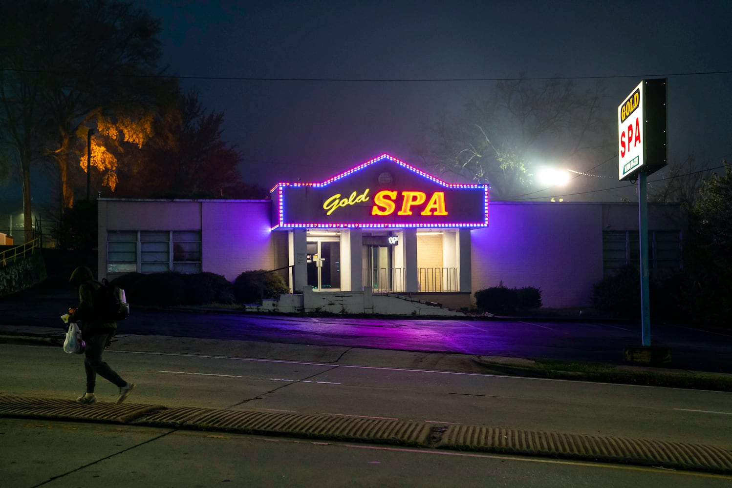 Gold Spa in northeastern Atlanta was one of three massage parlors where a gunman shot and killed a total of eight people on Tuesday, March 16, 2021. (Nicole Craine/The New York Times)