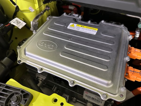 FILE -The battery of a BYD Seagull electric vehicle as seen at the Caresoft Global facility Wednesday, April 3, 2024, in Livonia, Mich. (AP Photo/Mike Householder, File)