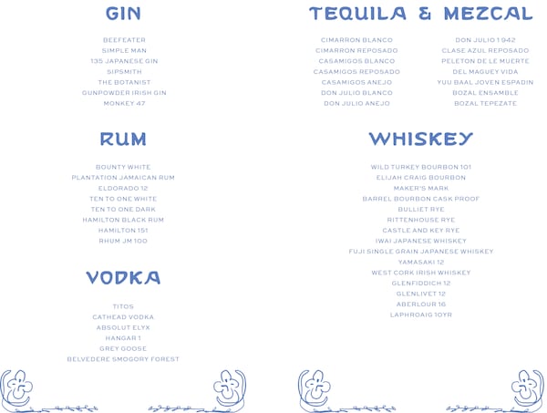 Atrium drink list