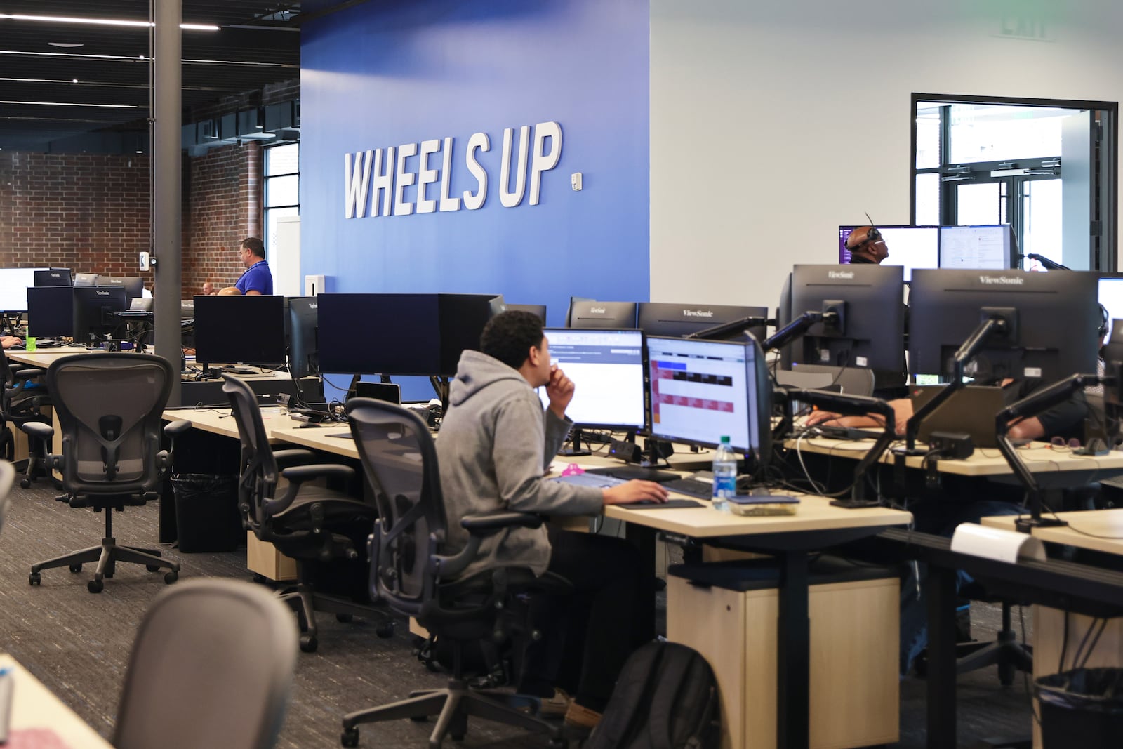 Views of Wheels Up Members Operations Center shown on Wednesday, Nov. 15, 2023. The private jet company that is a partner to Delta Air Lines relocated its member operations from Ohio to the 34,000-square-foot facility in Atlanta. (Natrice Miller/ Natrice.miller@ajc.com)