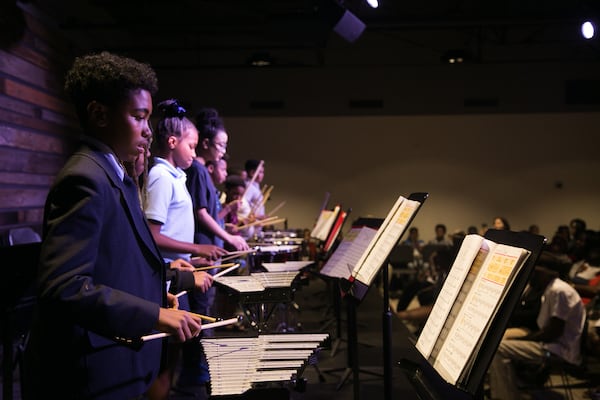 Percussion students practice mallet percussion in one of the Atlanta Music Project's preparatory bands. Photos: Quinn West Photography