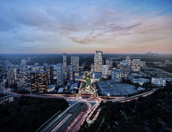 Design illustration for HUB404 project in Buckhead provided by Rogers Partners, Architects+Urban Designers. It would be built above Ga. 400 and the Buckhead MARTA station.