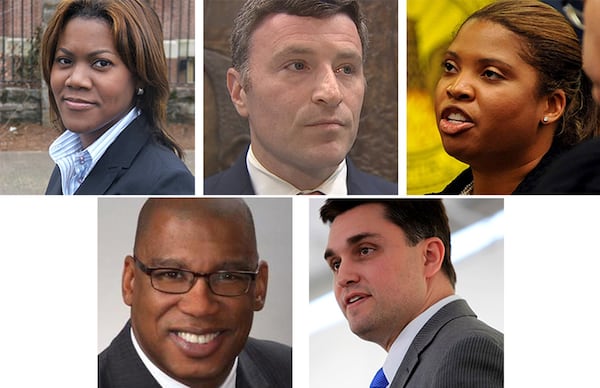 Former Mayor Kasim Reed doled out $350,000 in bonuses to selected City Hall staff as he left office in December 2017. Five senior staff members received $15,000 each. They are, clockwise from top left: Candace Byrd, Jeremy Berry, Yvonne Cowser Yancy, Daniel Gordon and Jim Beard. Credit: City of Atlanta/AJC File Photos