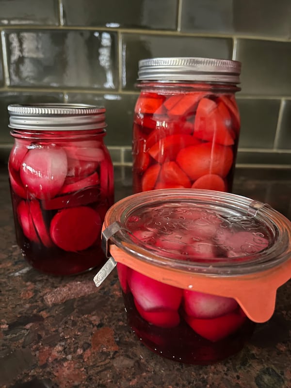 Quick pickled turnips provide vinegar tang, crunchy texture and a bright counterpoint to rich dishes. (C.W. Cameron for The Atlanta Journal-Constitution)