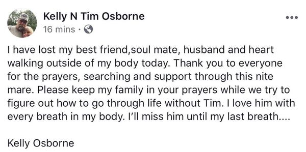 "I have lost my best friend," Kelly Osborne said Monday in a Facebook post.