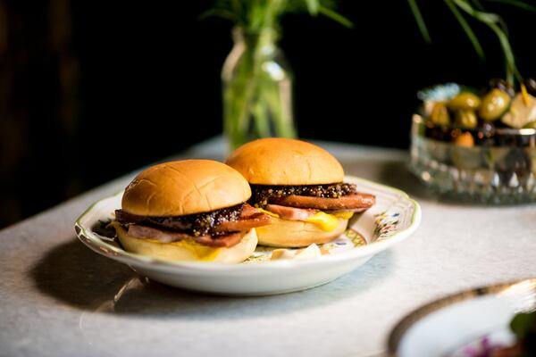 Mortadella sandwiches on a potato roll with mustard are among the snacks at Cardinal in the Beacon. CONTRIBUTED BY MIA YAKEL