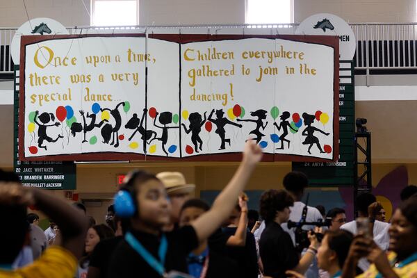 With the theme "Once Upon a Time at the Mountain," student mentors from Kennesaw Mountain High School welcomed hundreds of students with special needs to an annual party on Tuesday, March 7, 2023. (Miguel Martinez/miguel.martinezjimenez@ajc.com)