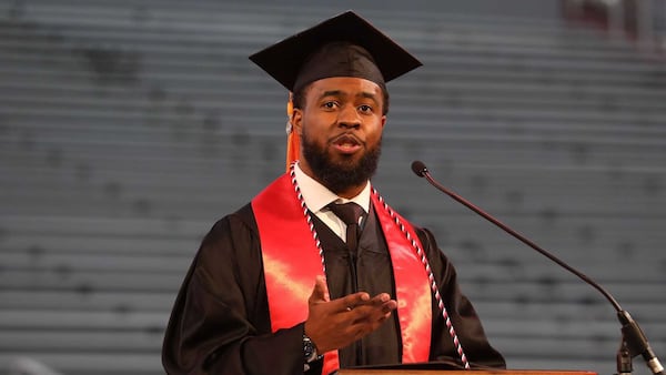 Jack L. Bush III, a 2020 graduate of the University of Georgia, spoke at the commencement ceremony on Oct. 16, 2020. The ceremony was scheduled in May, but postponed to October because of the coronavirus pandemic. PHOTO CREDIT: University of Georgia Marketing & Communications.