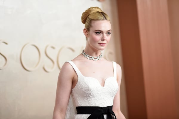 Elle Fanning arrives at the Oscars on Sunday, March 2, 2025, at the Dolby Theatre in Los Angeles. (Photo by Richard Shotwell/Invision/AP)