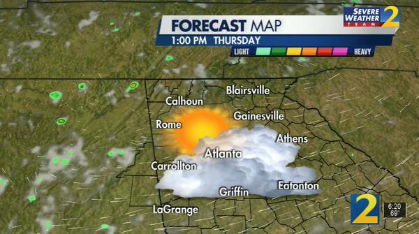 A mix of clouds and sun will drive temperatures to the upper 80s Thursday, according to Channel 2 Action News.