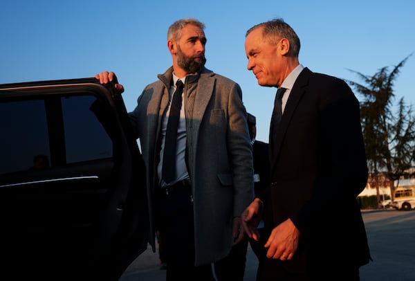 Canada's Prime Minister Mark Carney arrives in Paris, Monday, March 17, 2025. (Sean Kilpatrick/The Canadian Press via AP)