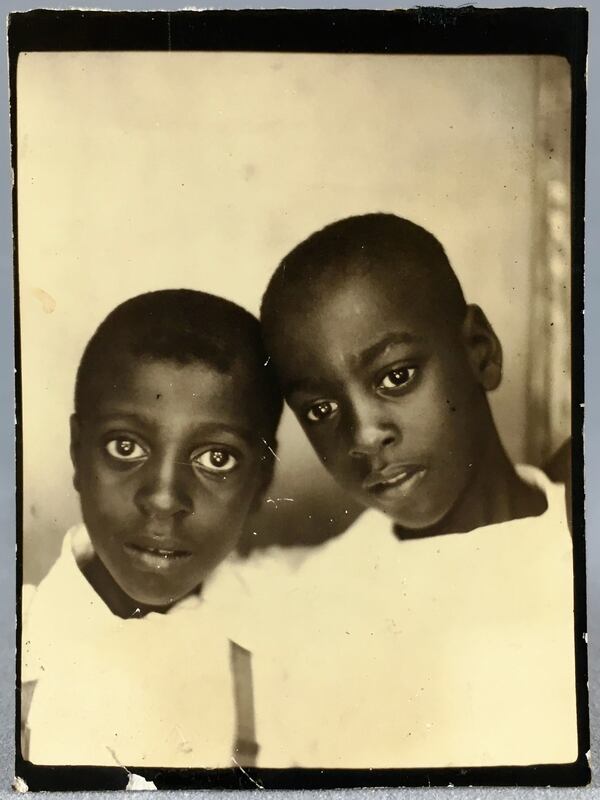 Found photos from Kevin Duffy's "Picture Taker." “There are tens of thousands of old photo-booth portraits but few are lovely enough to transcend the form. This one does. The brothers are beautiful, and their expressions are pure. Their faces glow without any hint of artifice. The effect is powerful.”