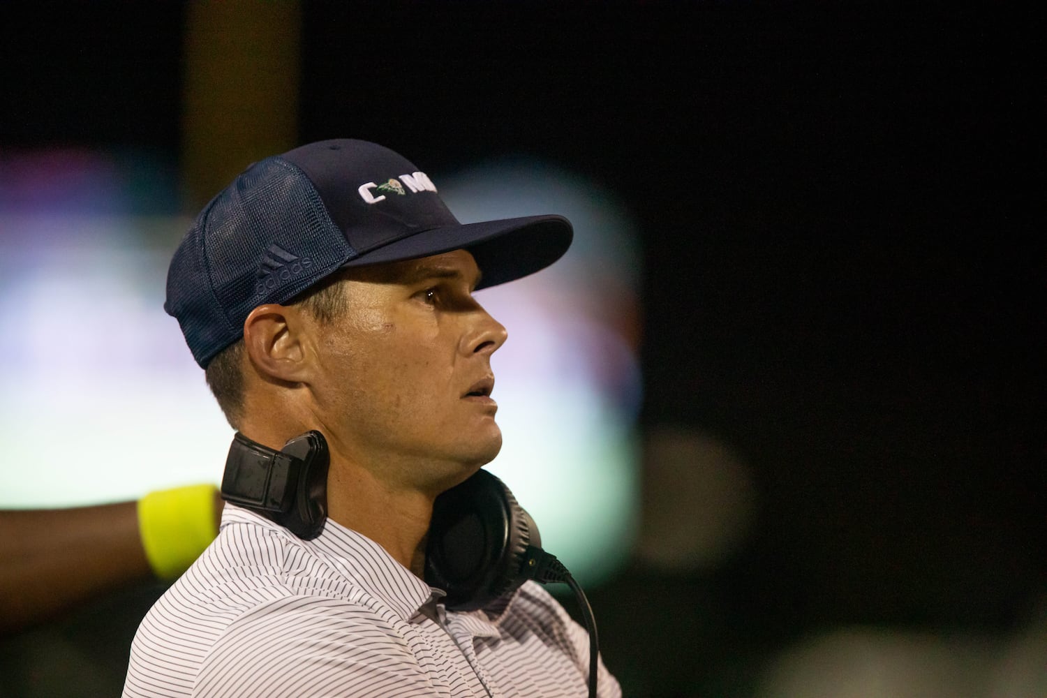 Grayson head coach Adam Carter watches the field during a GHSA high school football game between Grayson High School and Archer High School at Grayson High School in Loganville, GA., on Friday, Sept. 10, 2021. (Photo/Jenn Finch)