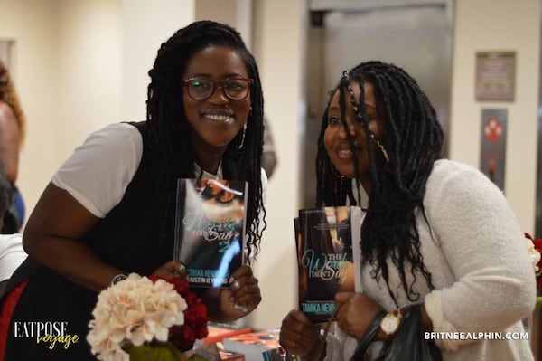 Black Writers Weekend creator Tamika Newhouse (left) poses with a reader at the 2019 Black Writers Weekend Festival in Atlanta. Contributed by AAMBC Inc.