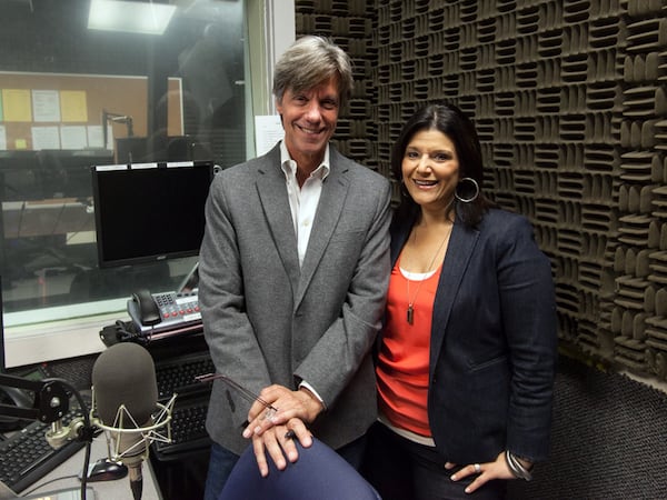 Steve Goss with Mara Davis. Her "Mara's Music Mix" is heard every Friday on WABE-FM. CREDIT: WABE-FM