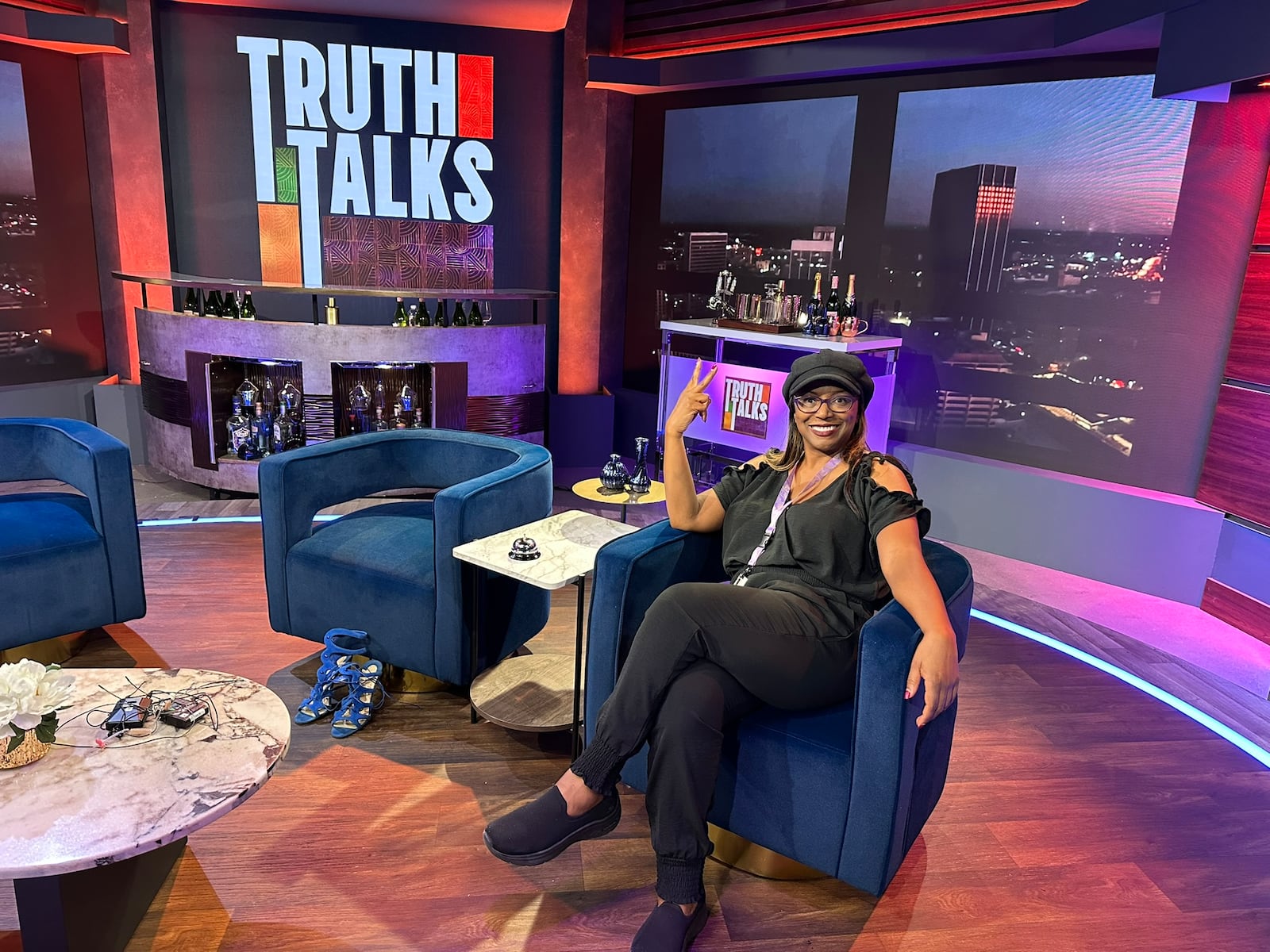 Long-time Atlanta TV executive Jodi Gomes on the set of Fox Soul's "Truth Talks."